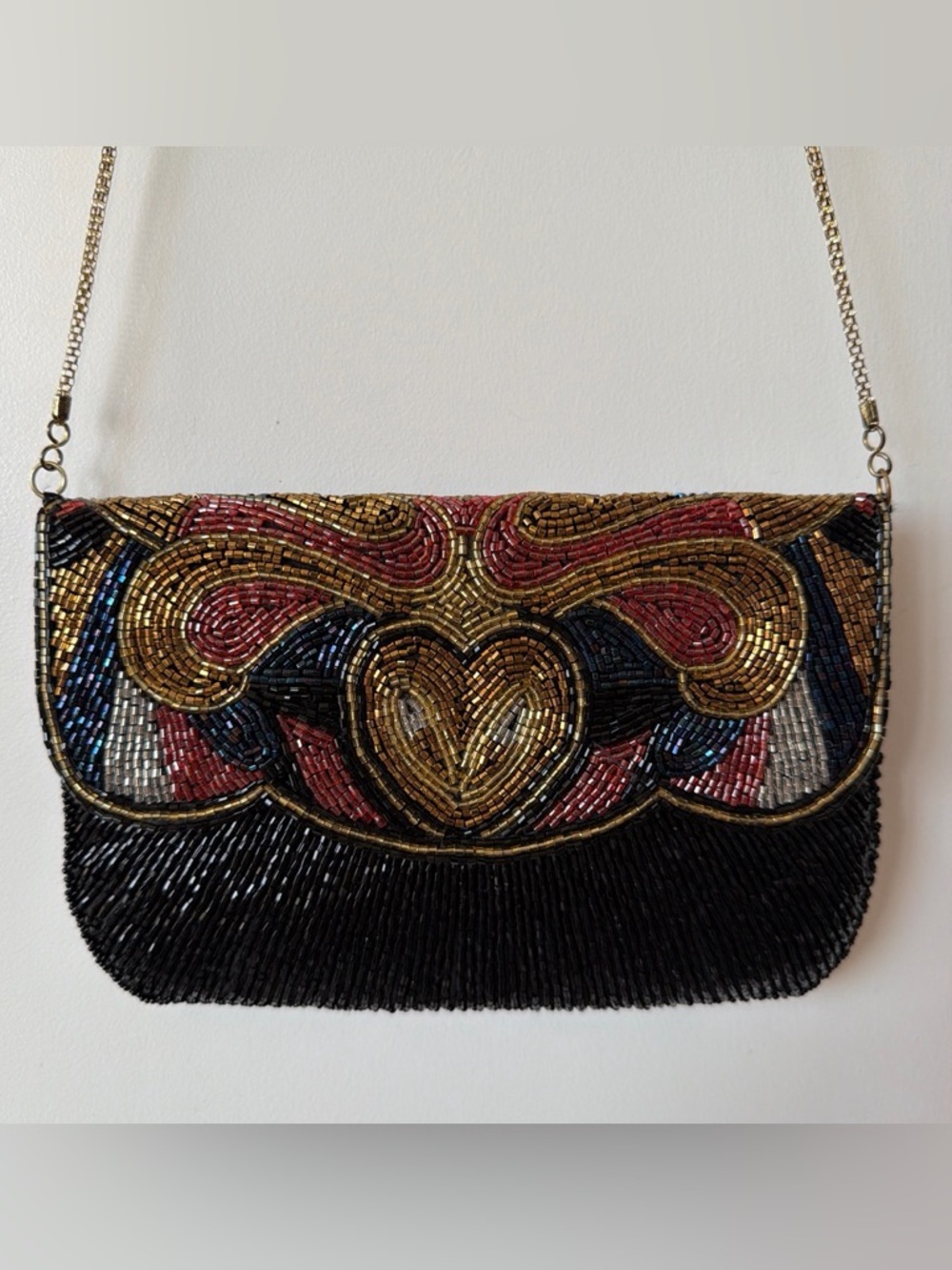 Vintage La Regale Art Deco & Heart Beaded Shoulder Bag